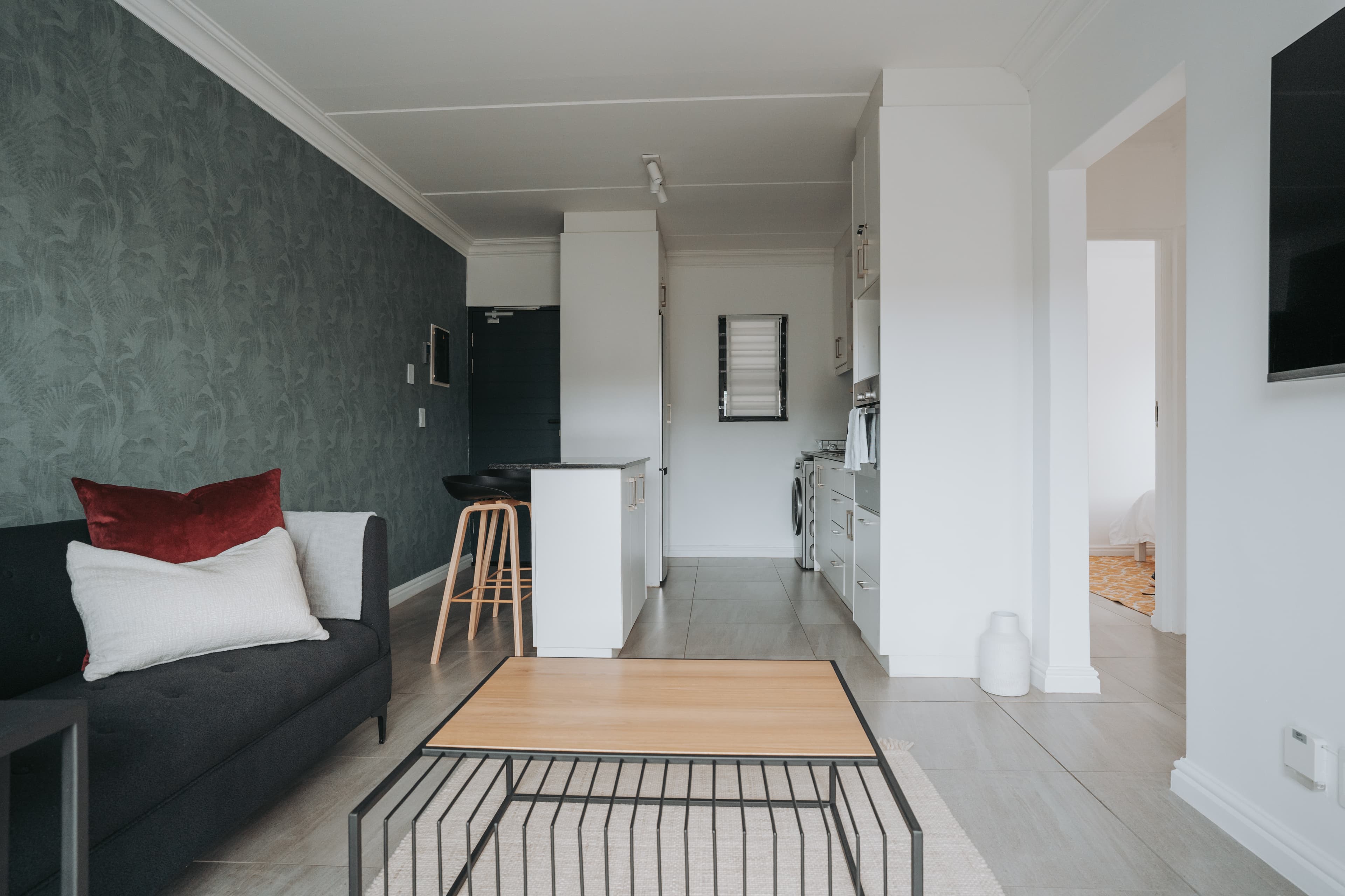 Bright living room with balcony